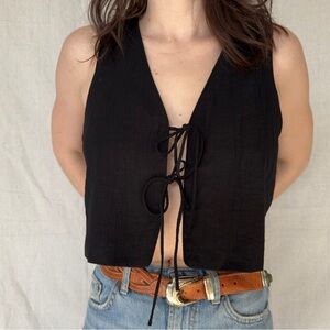 Zara Black Lace-Up Crop Top